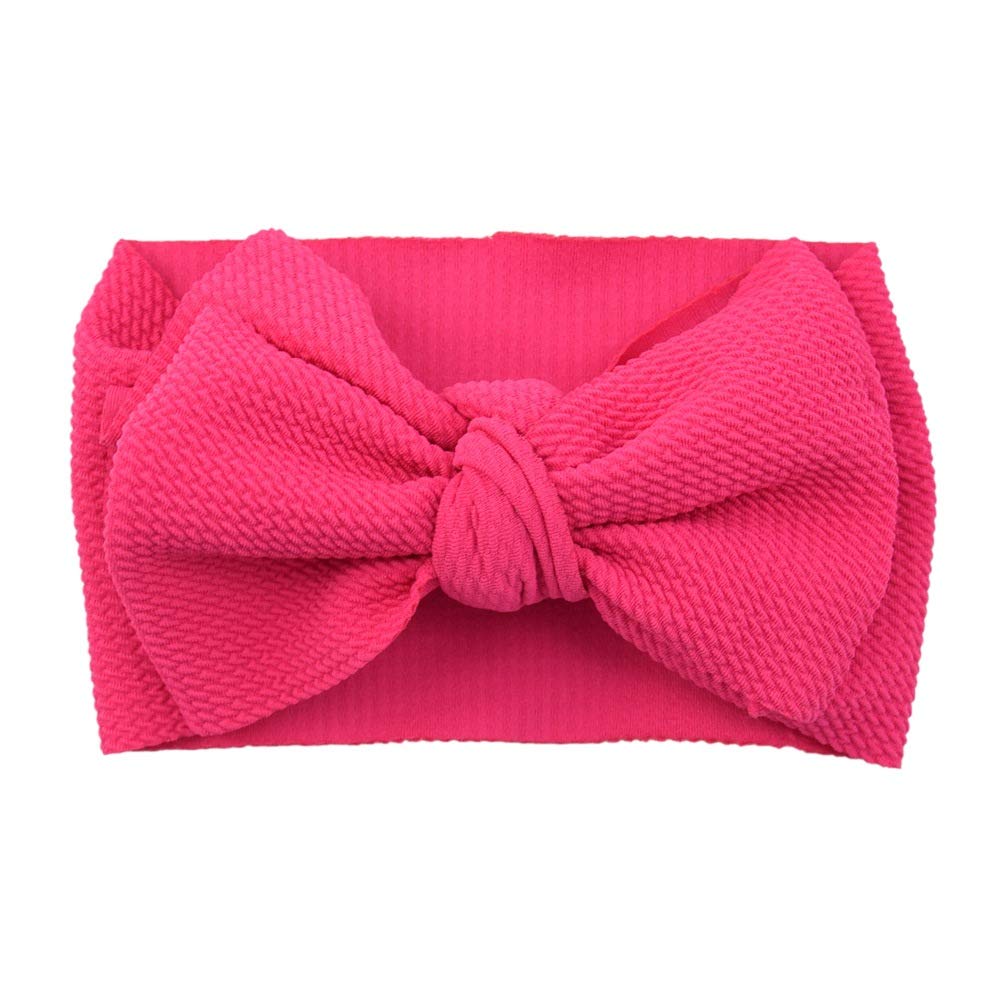 Koolgil baby bow headband fuchsia closeup showing soft nylon fabric for comfortable wear.