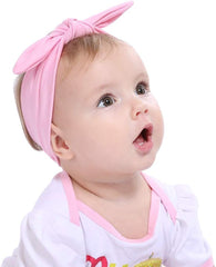 Koolgil Bow Headband rabbit detail pink, soft elastic for comfy cute outfits during outings.