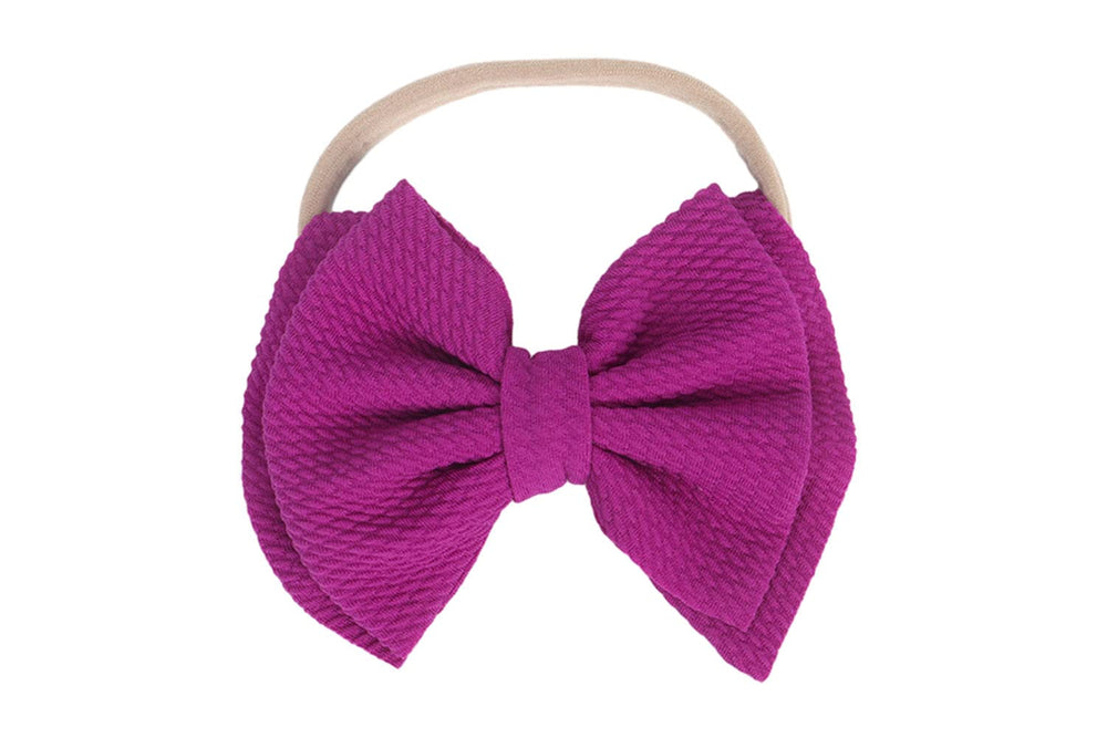 Koolgil baby girl headband 5in soft double bow purple enhances photoshoots