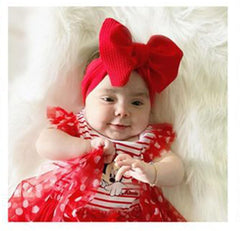 Koolgil baby girl headband bow red front view demonstrates cute styling for photos and parties.