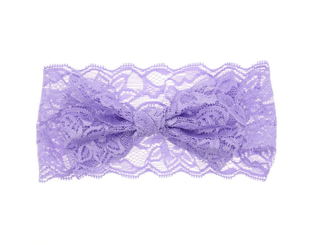 Koolgil Baby Girl Lace Bow Headband in lavender adds photo-ready charm.