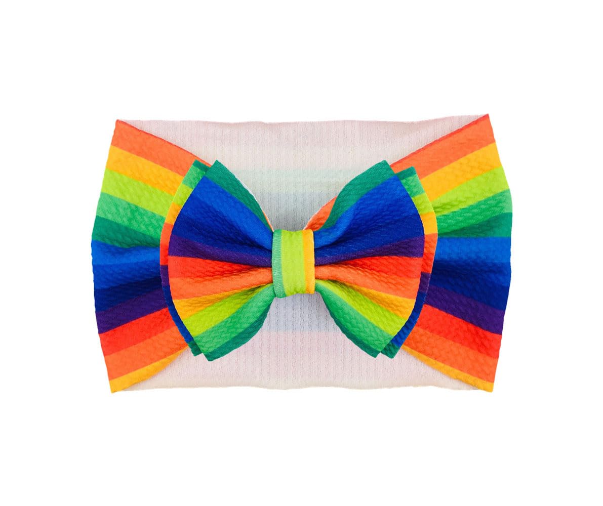 Koolgil baby headband with a soft nylon rainbow bow, ideal for photoshoots and celebrations.