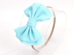 Koolgil headband blue close-up bow highlights soft nylon comfort