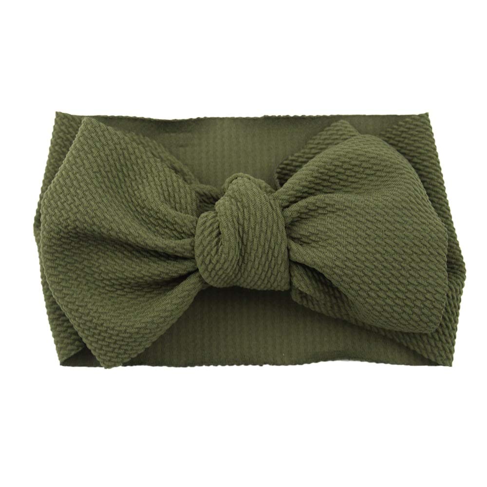 Koolgil baby headband army green big bow front view for adorable photo moments.