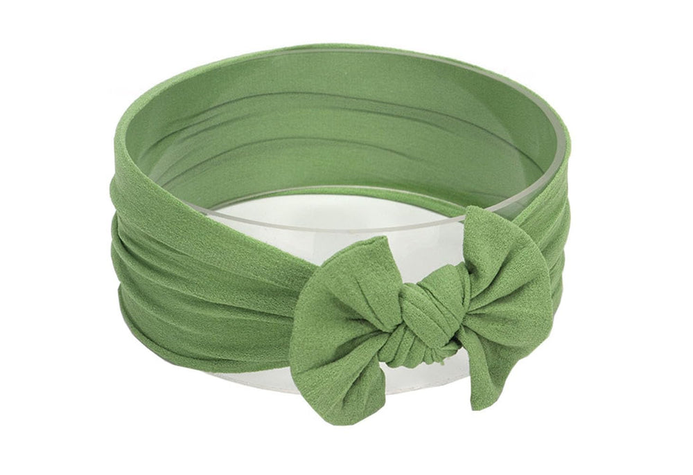 Koolgil baby headband green side view showing soft nylon and flexible fit for daily wear