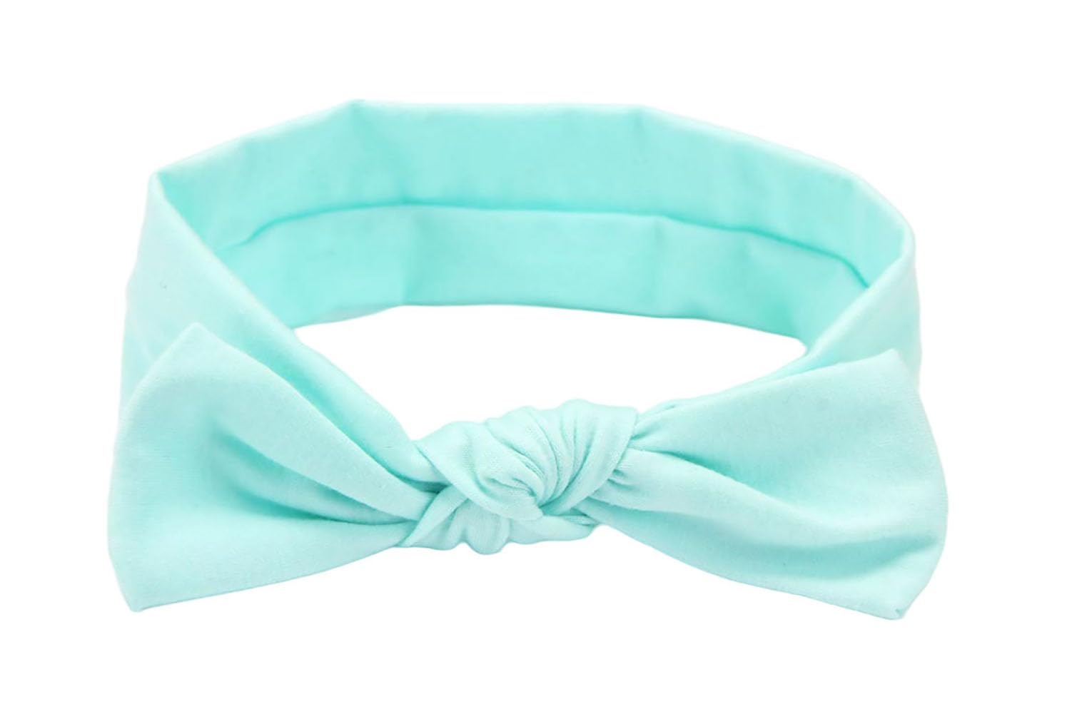 Koolgil baby headband mint green closeup with a soft bow for photo moments