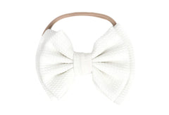 Koolgil baby headband white double bow for comfortable all-day wear.