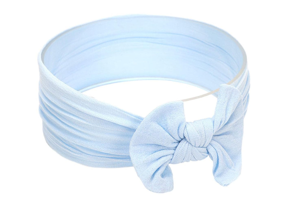 Koolgil bow knot headband blue close-up shows soft elastic material for daily wear