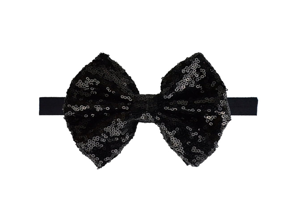Koolgil bowknot headband with sequins in black, ideal for photo shoots