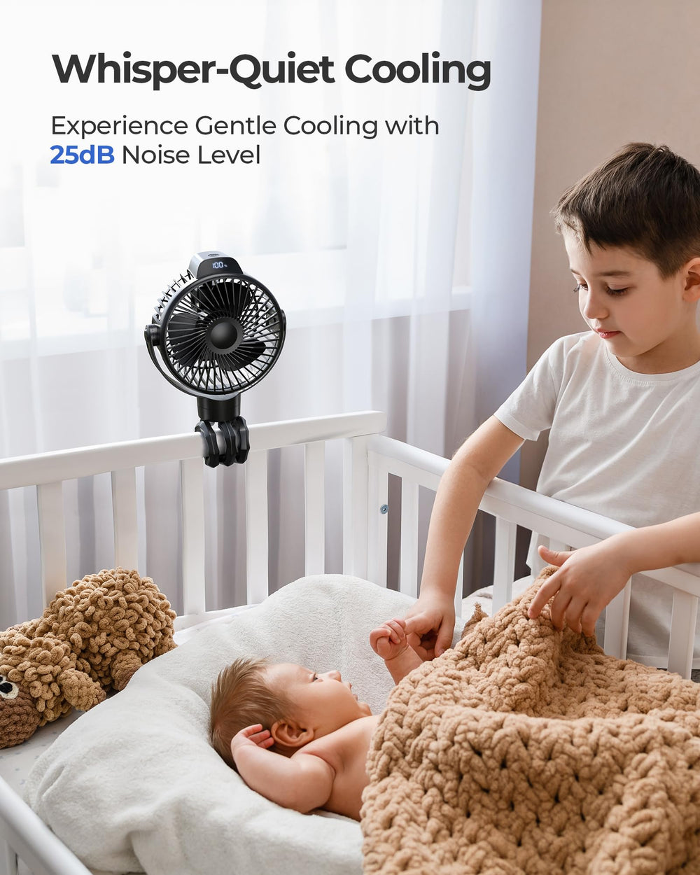 Koonie fan uses a detachable tripod for easy charging and travel.