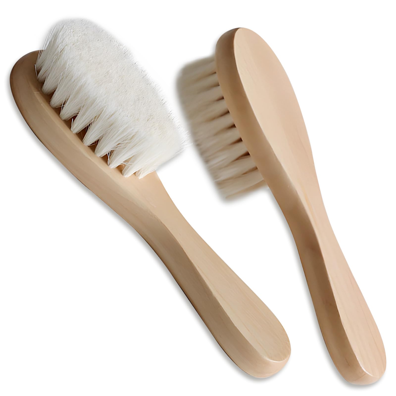 Kootinn baby hair brush with wooden handle for gentle newborn grooming.