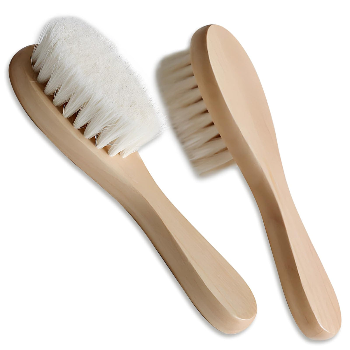 Kootinn baby hair brush with wooden handle for gentle newborn grooming.