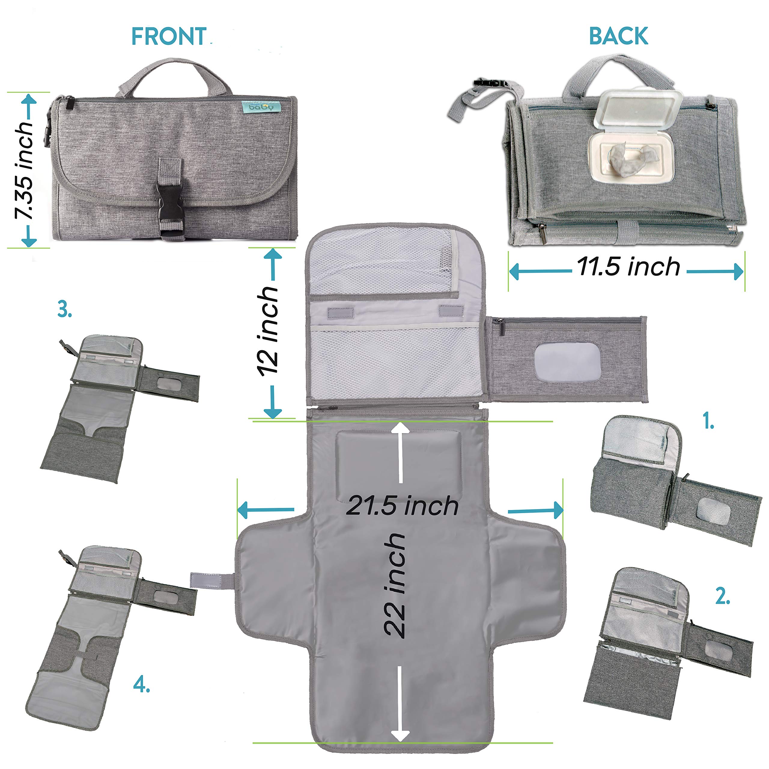 Kopi Baby outer pocket stores caregiver items for mess-free outings
