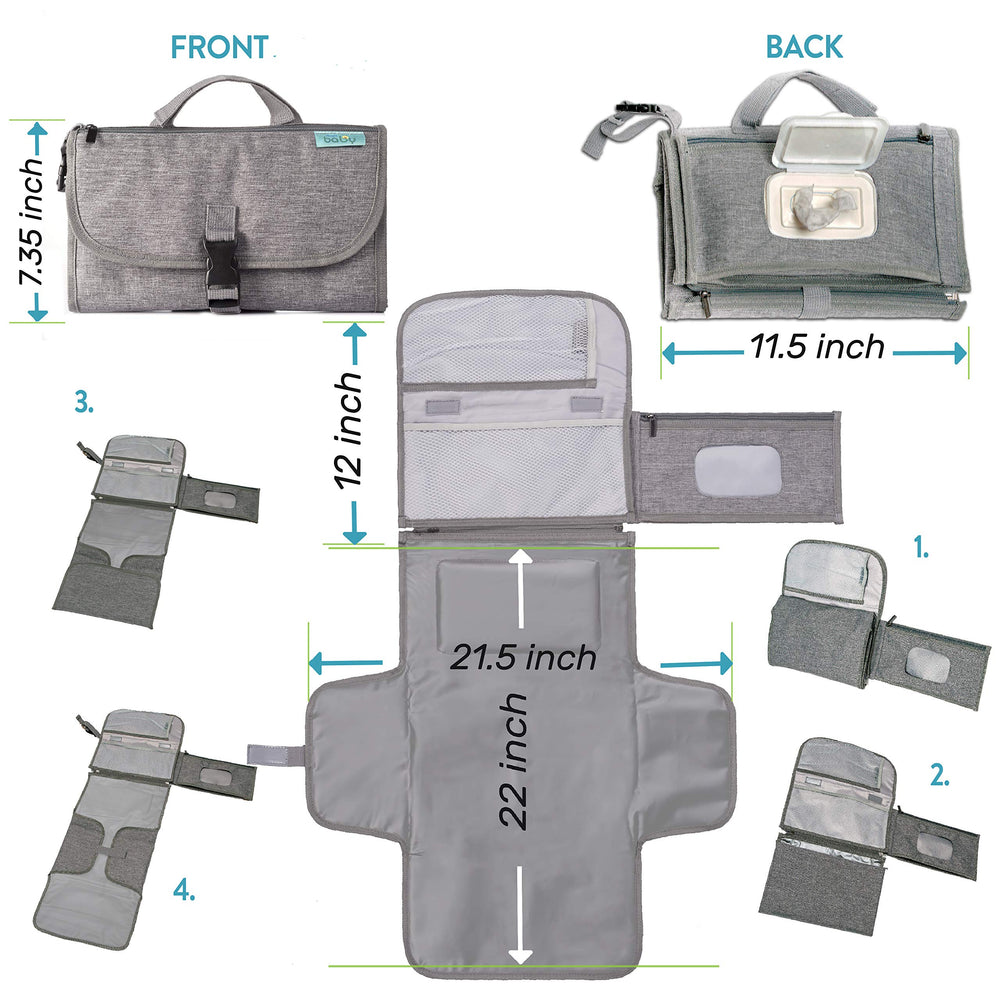 Kopi Baby outer pocket stores caregiver items for mess-free outings