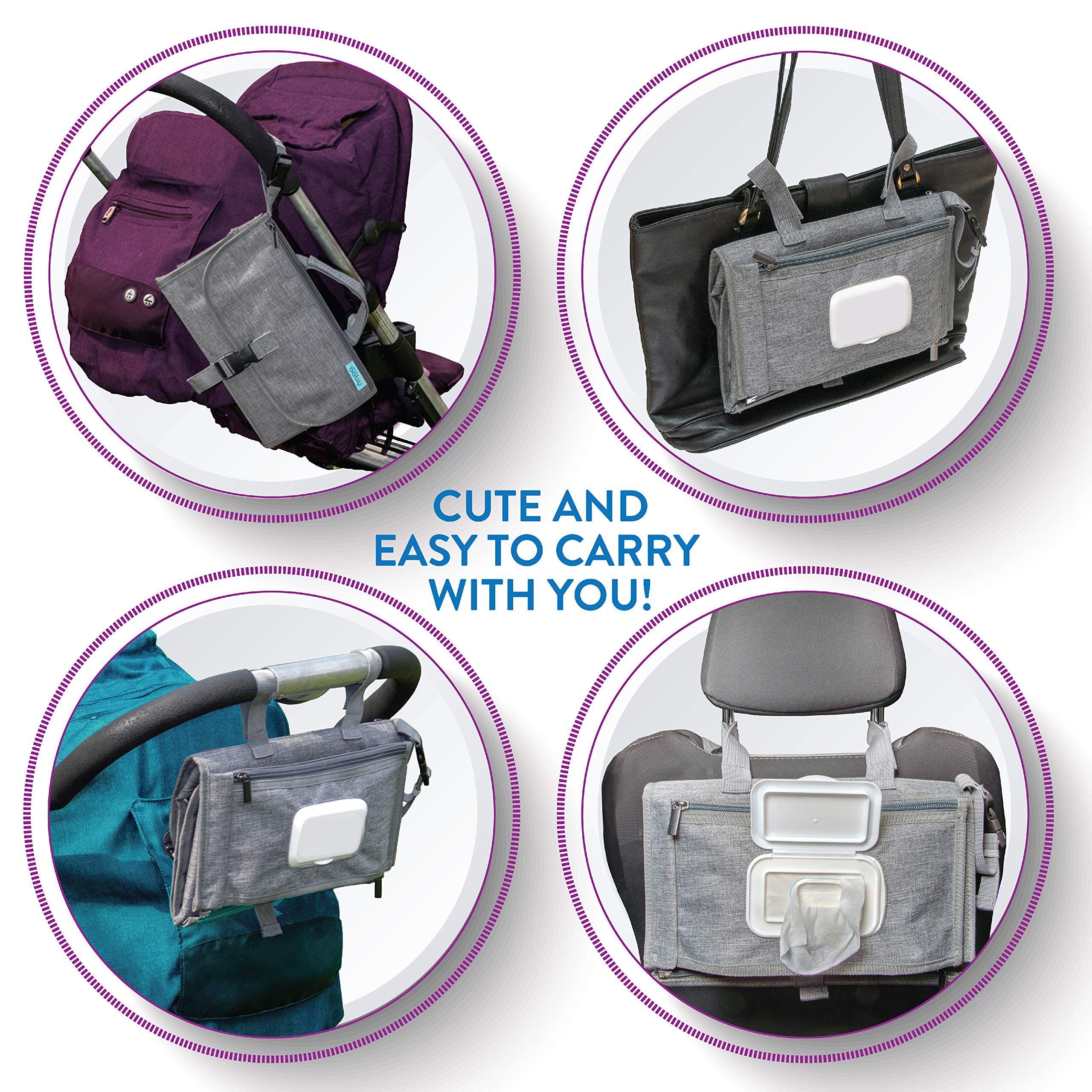 Kopi Baby changing pad with wipes pocket open for easy access