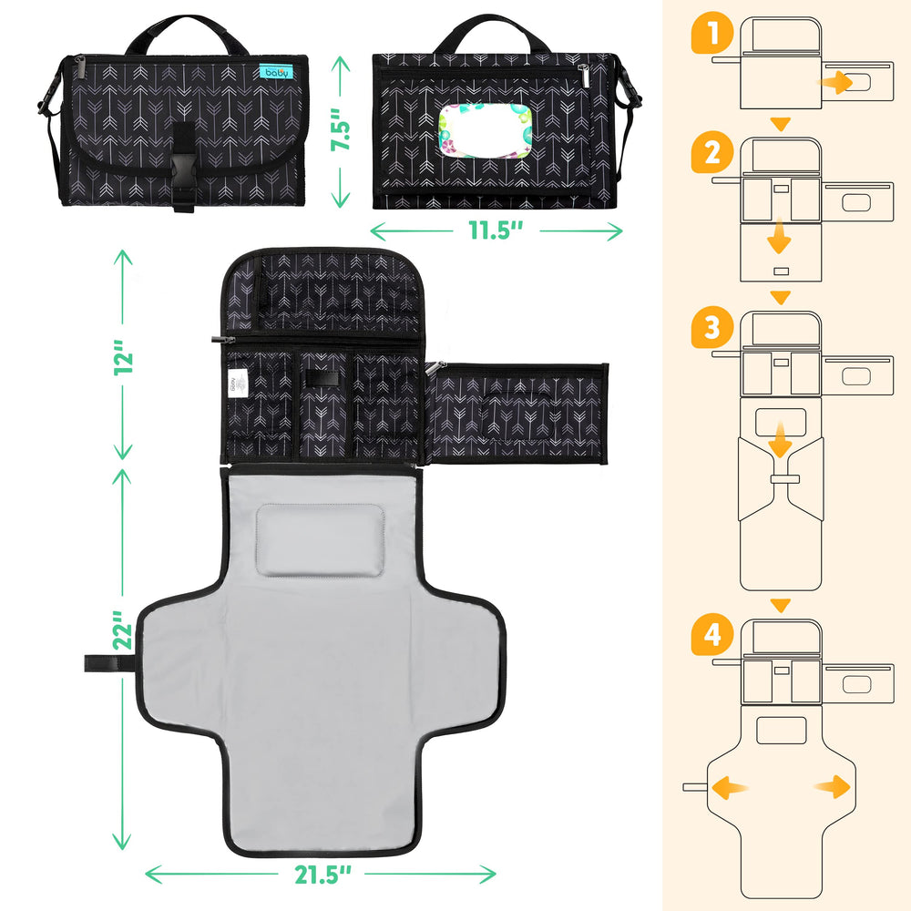 Kopi Baby portable diaper changing pad built-in pillow delivers comfortable diaper changes on varied surfaces.