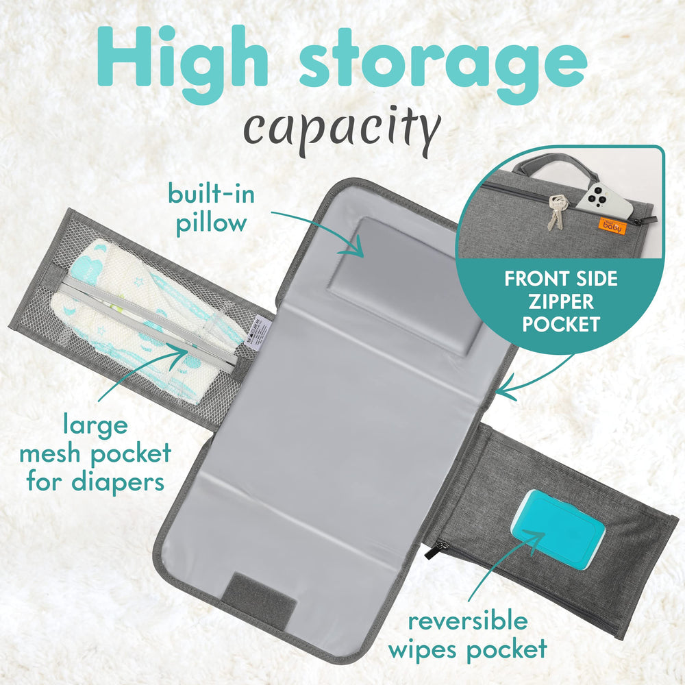 Kopi Baby pad opened with built-in pillow for comfy changes.