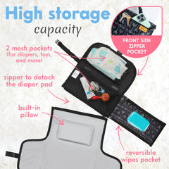 Kopi Baby portable diaper changing pad open with pillow showing comfortable surface.