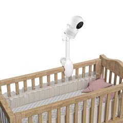 Koroao baby monitor clip mount on crib showing secure, tool-free positioning