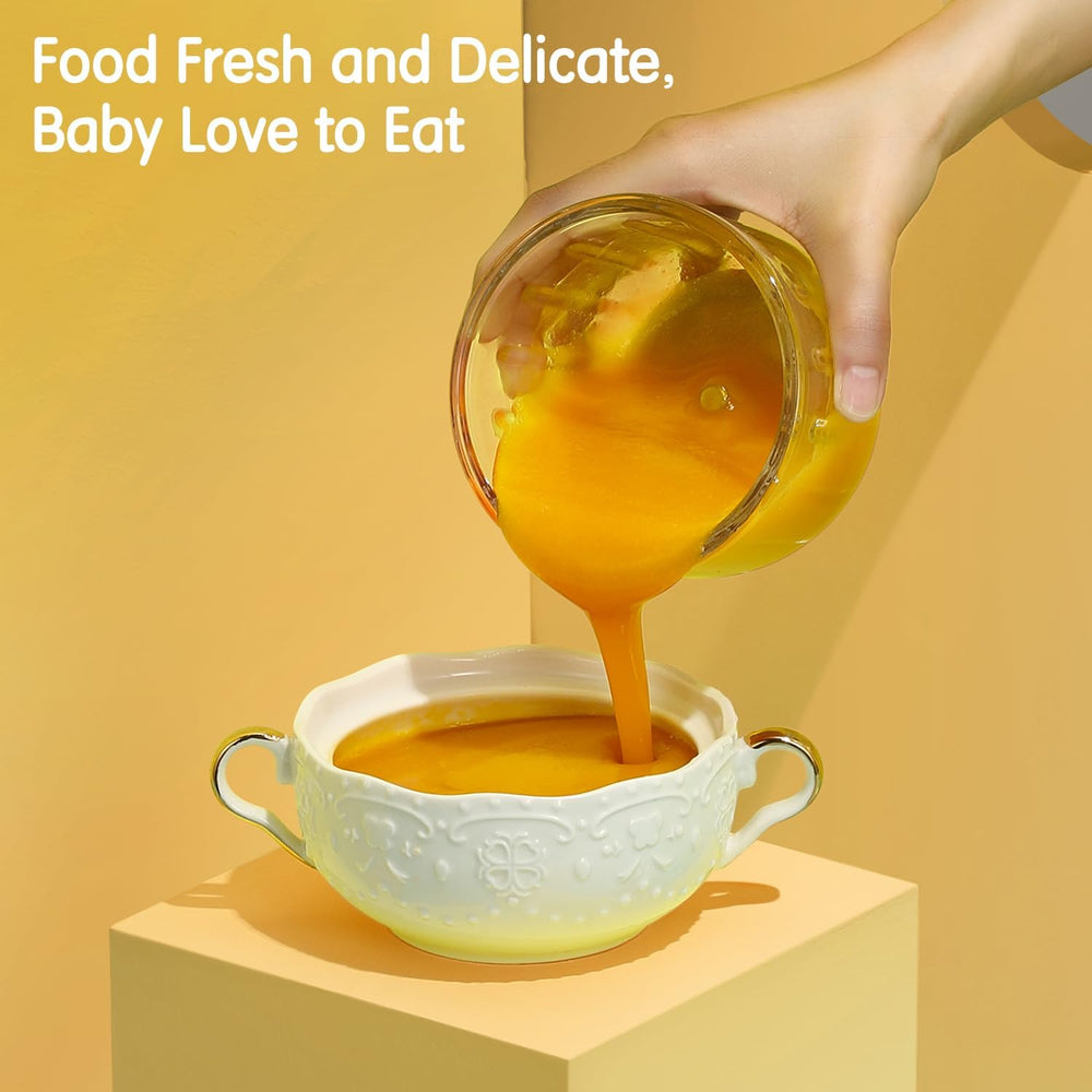 KOROBIE Baby Food Maker Mini White safety lock keeps little chefs safe during prep.