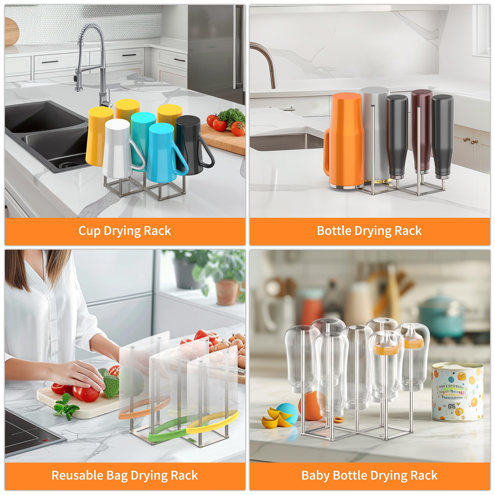 KORRTFID Foldable Bottle Drying Rack holds up to seven bottles for efficient drying.