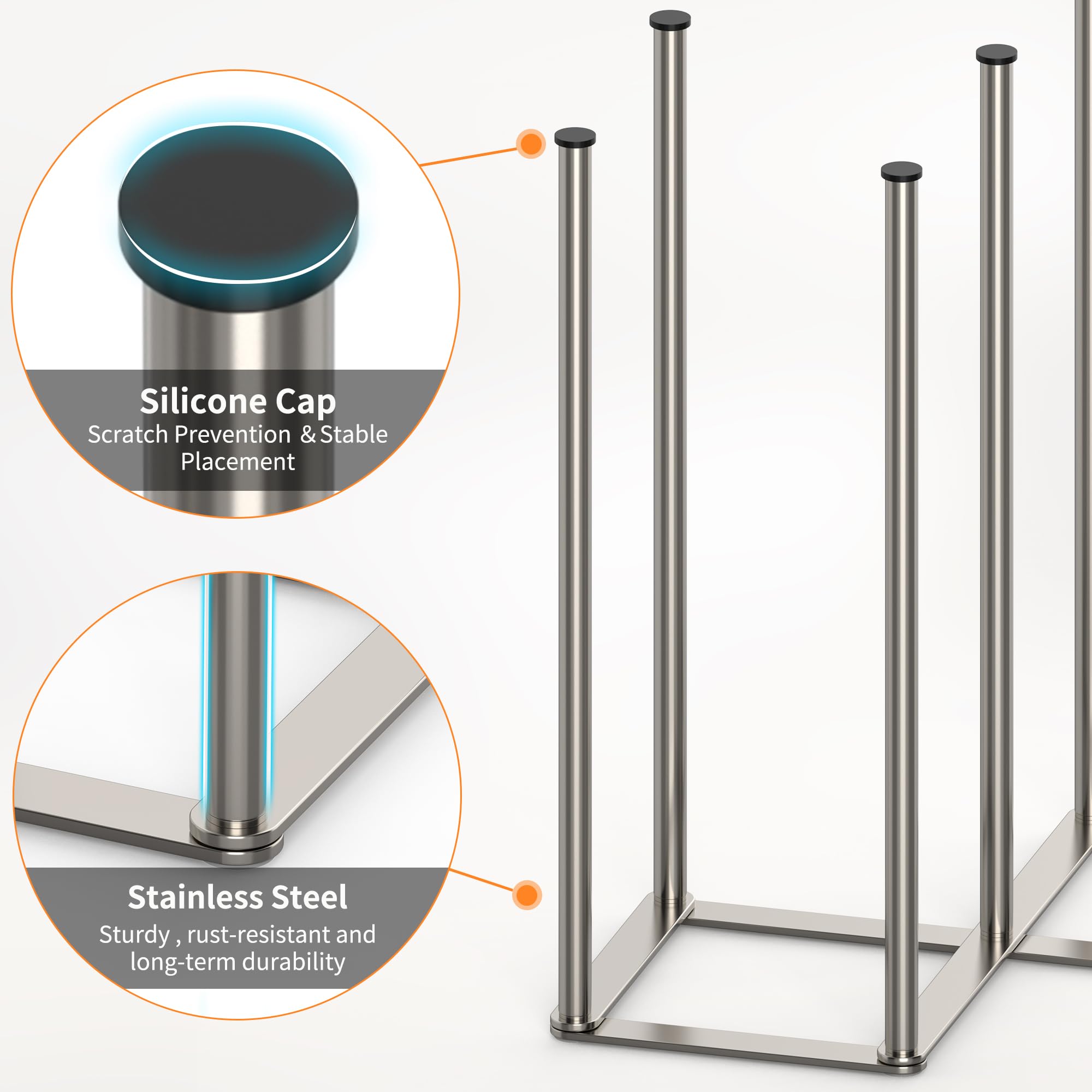KORRTFID Foldable Rack features silicone caps to prevent scratches.