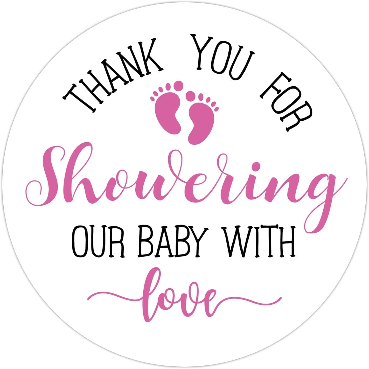 KORTTITALO little feet pink 2in sticker for baby shower favors and seals