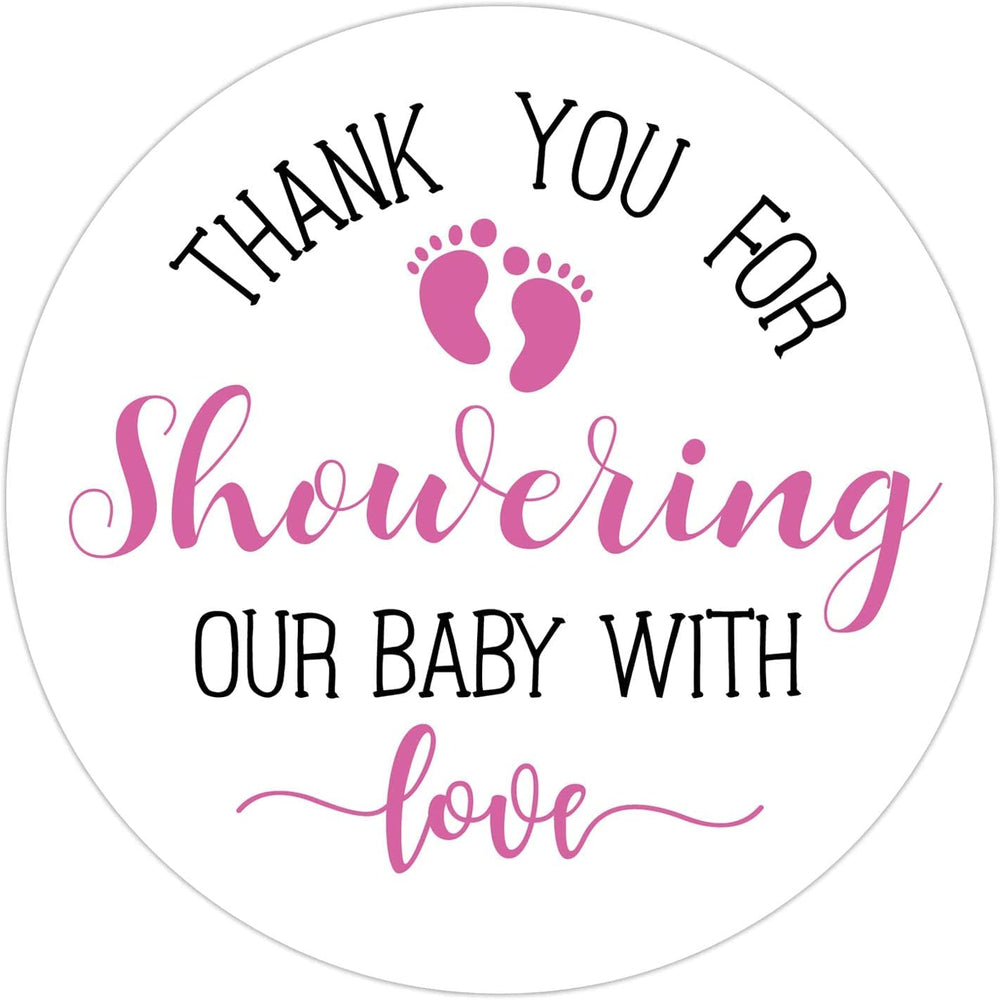 KORTTITALO little feet pink 2in sticker for baby shower favors and seals