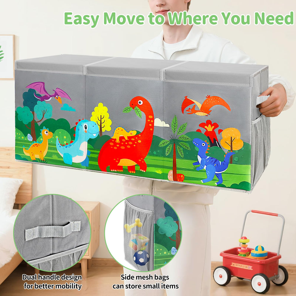 KORVAX toy box with lids protects contents from dust during storage.