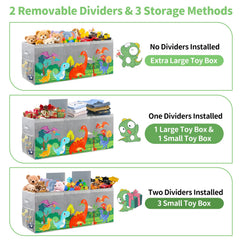 KORVAX toy box with removable dividers lets you customize storage space.