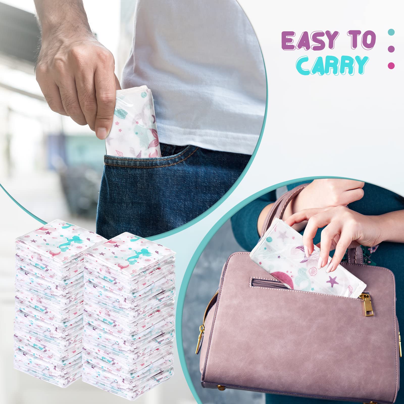 Kosiz Mermaid individually wrapped covers for hygienic, portable travel packs.