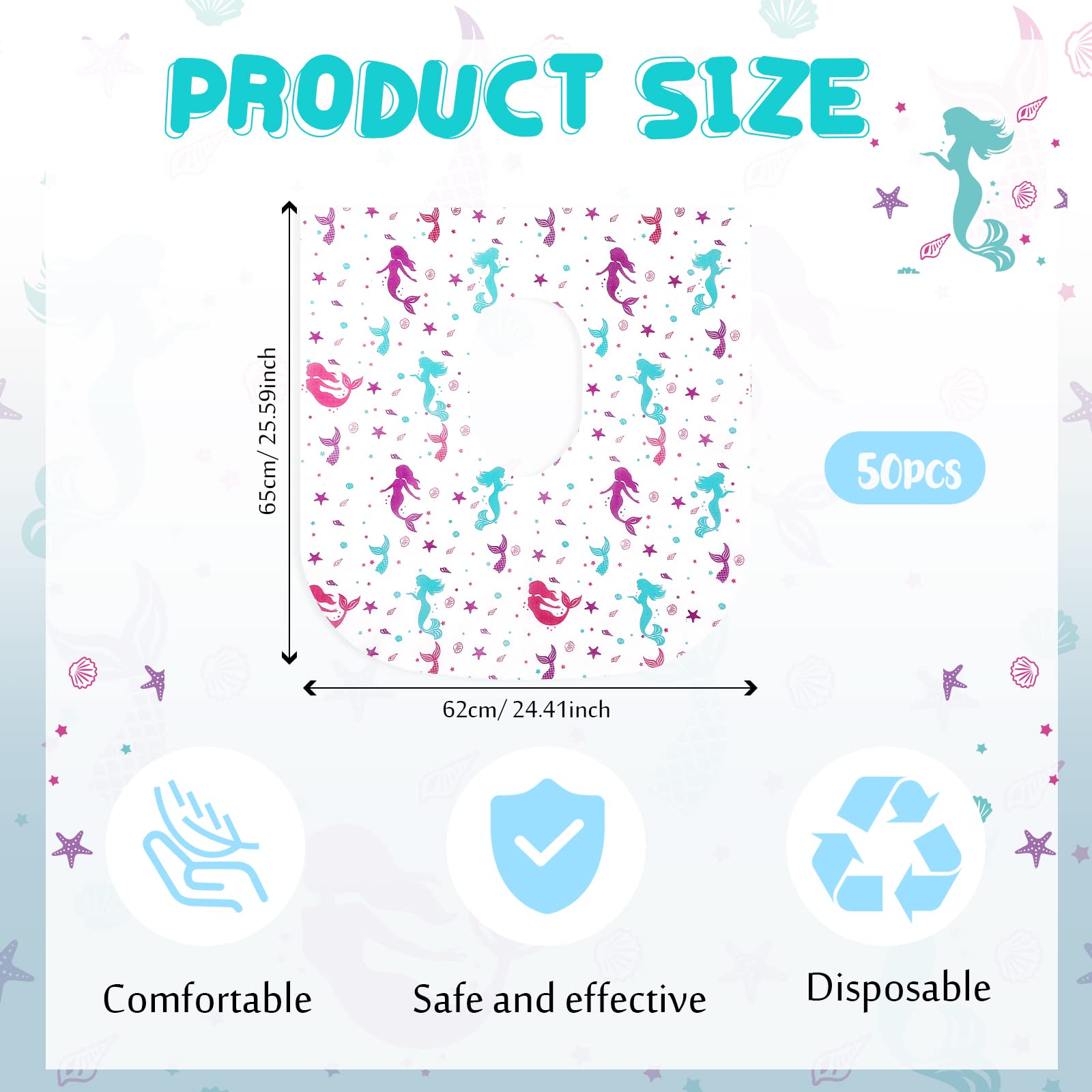Kosiz Mermaid toilet seat cover folded for portable, easy travel.