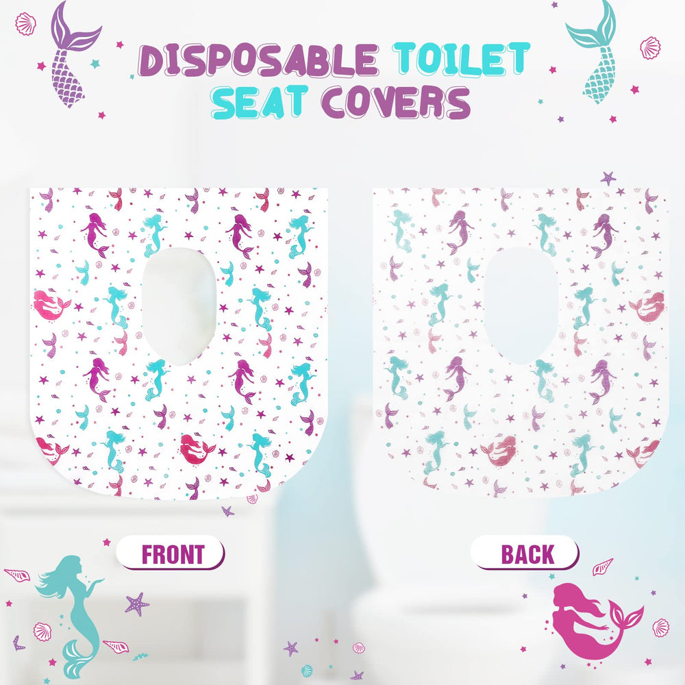 Kosiz Mermaid toilet seat cover in use in public restroom ensures clean seating.