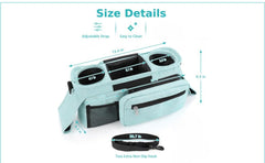 Koskids Universal Stroller Organizer blue multi-pocket storage keeps diapers, snacks, and keys organized.