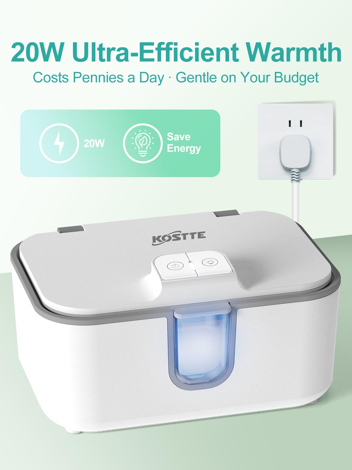 KOSTTE Baby Wipes Warmer highlights 100-wipe capacity for fewer refills