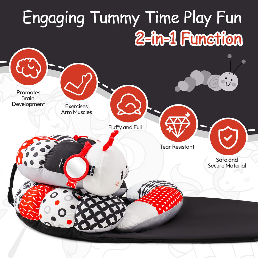 Koty Tummy Time 2in1 Black and White Caterpillar offers versatile early development