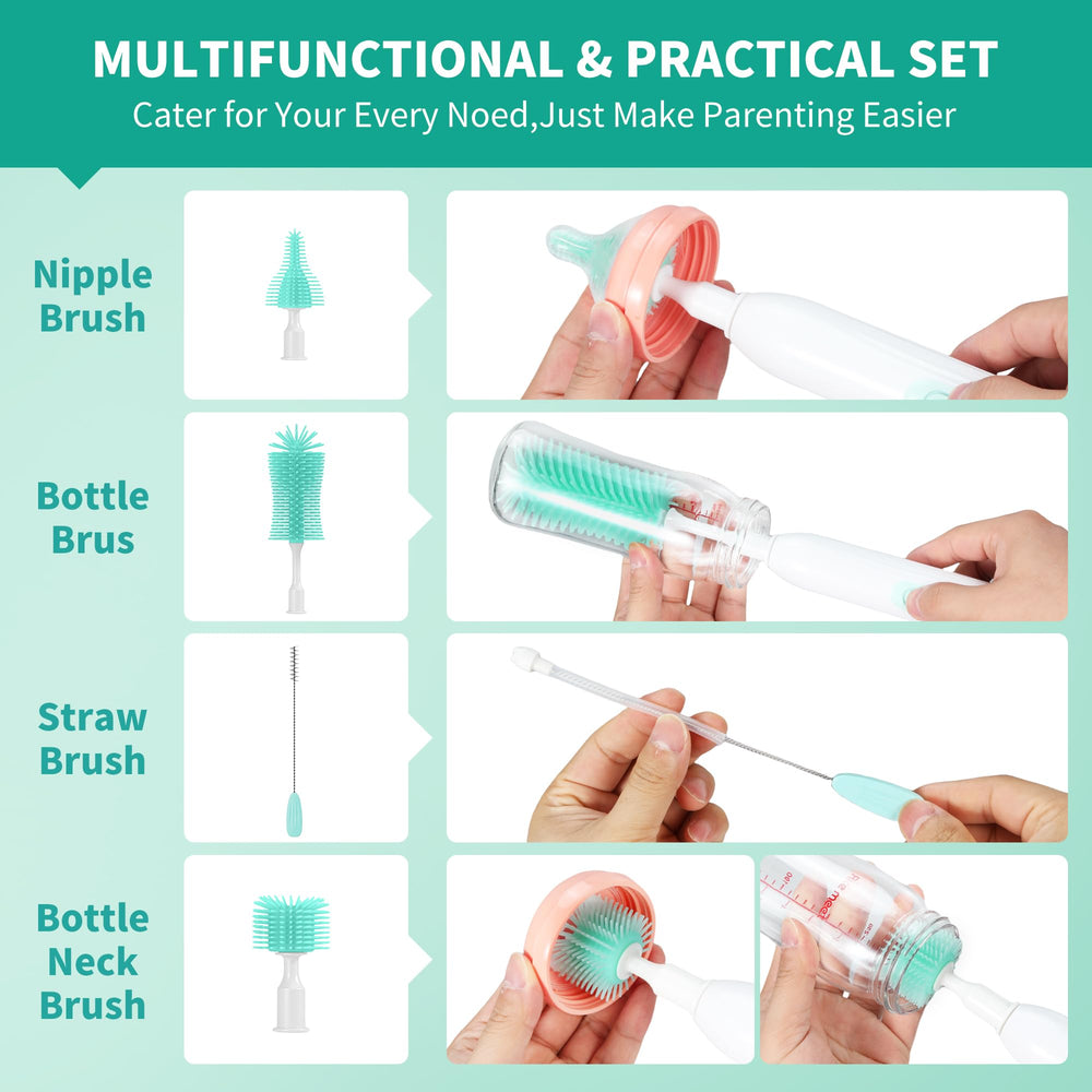 Koumolar all-in-one toolset cleans bottles, nipples, and straws for efficient feeding cleanup.