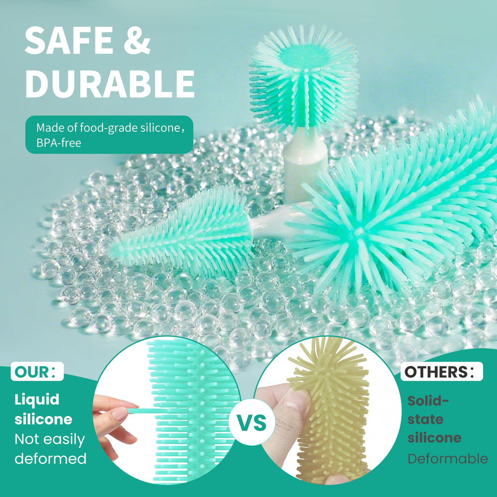 Koumolar straw brush—flexible head reaches curved straws for thorough residue removal.