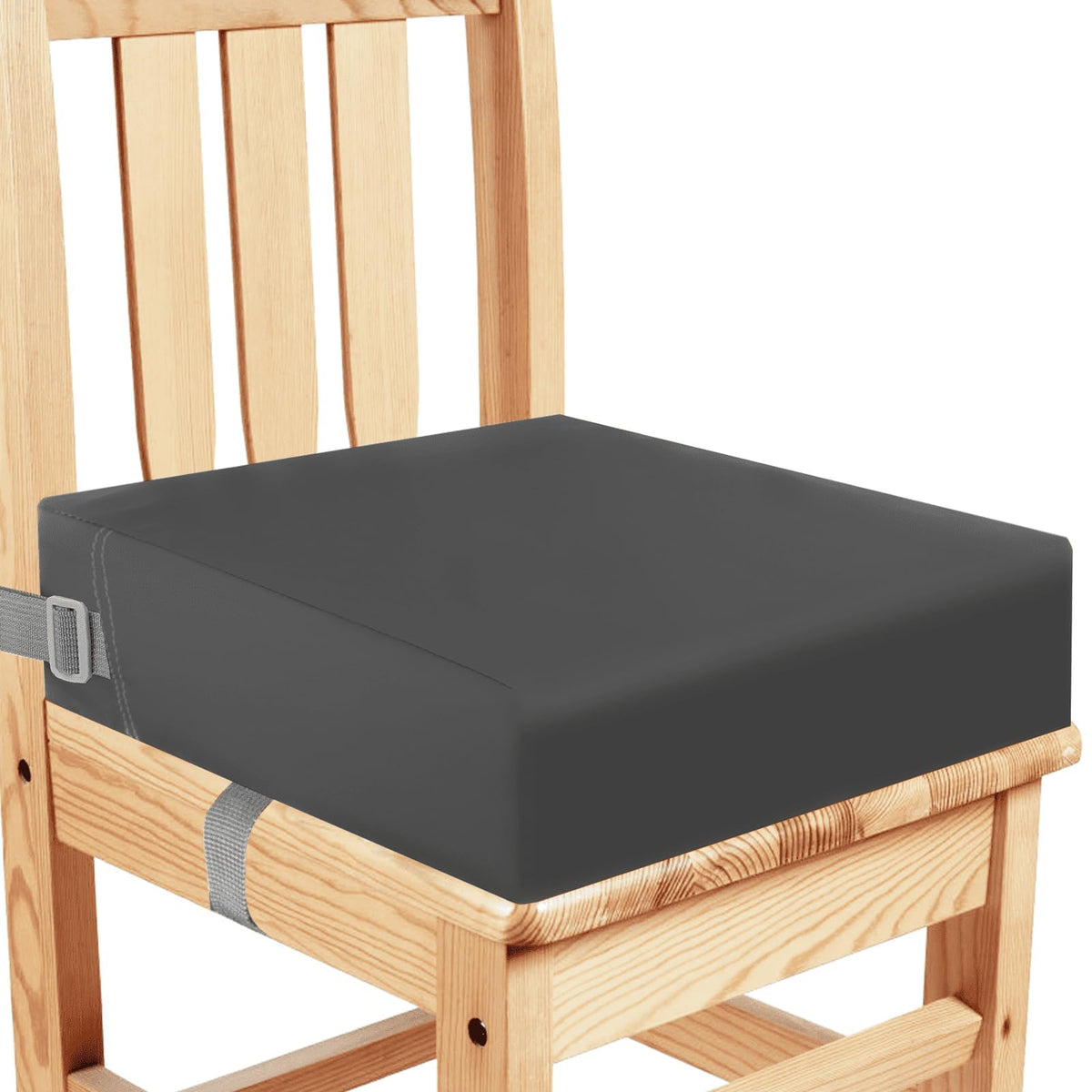 KOXUIUF toddler booster seat closeup shows durable canvas and cushion for comfortable meals.