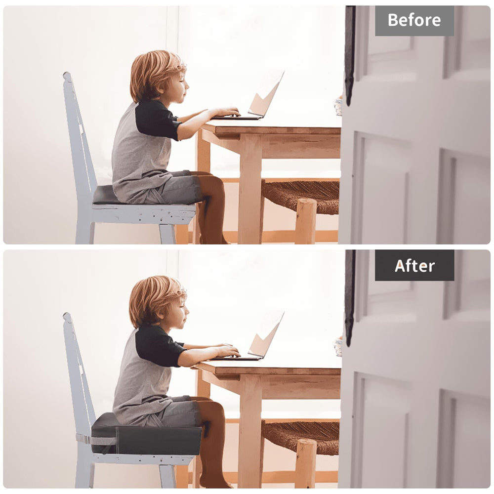 KOXUIUF booster seat safety belts keep the chair secure during meals.