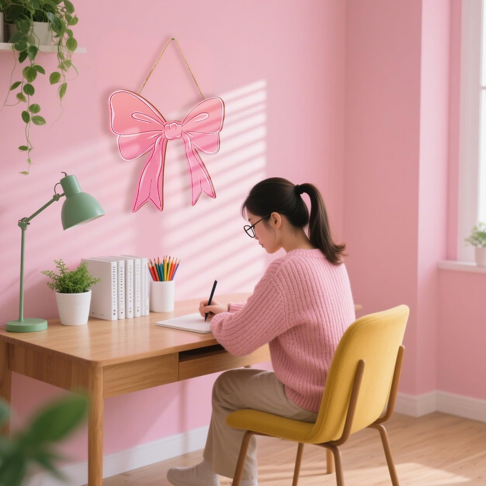 KOYILTD living room decor pink bow sign brings soft style