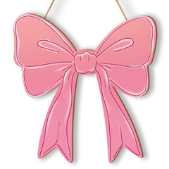 KOYILTD pink bow decor sign wooden hanging enhances cozy pink room ambiance