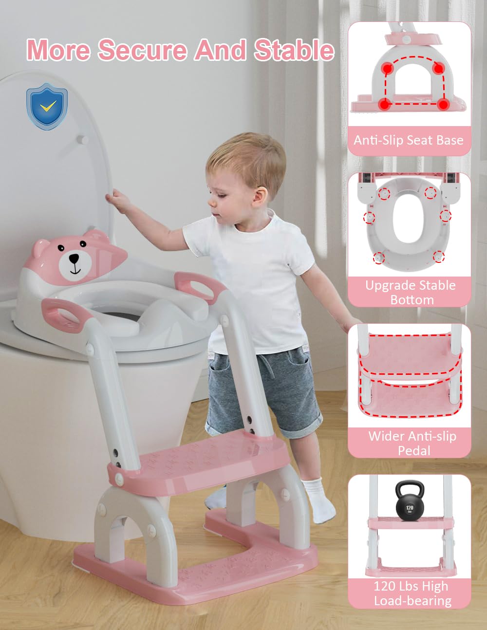 Koyosnier potty seat adjustable height accommodates growing toddlers.