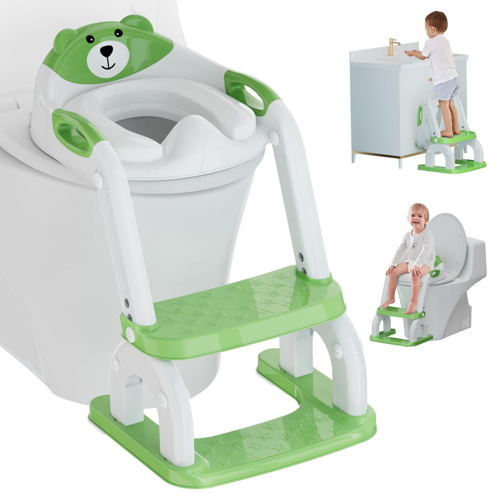 Koyosnier potty seat folded for space-saving travel and storage.