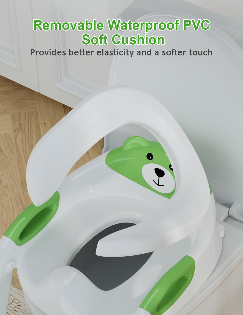Koyosnier potty seat removable cushion offers soft, warm seating.