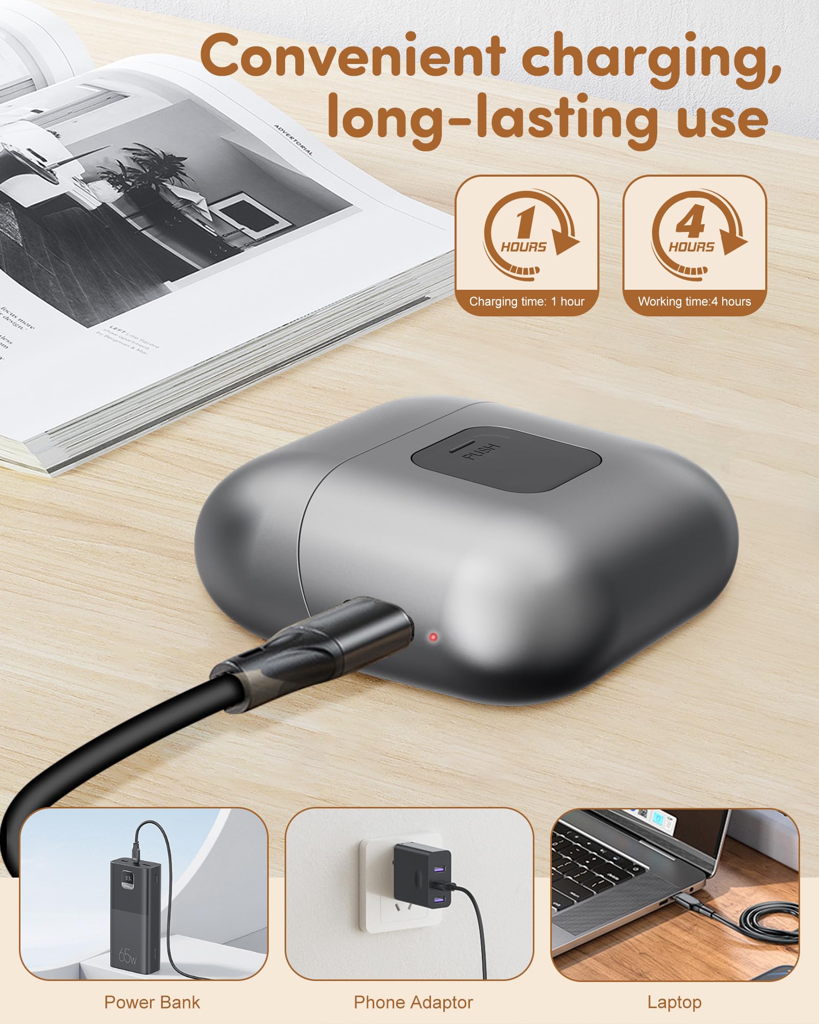 KoziHarmni USB rechargeable design offers cordless convenience.