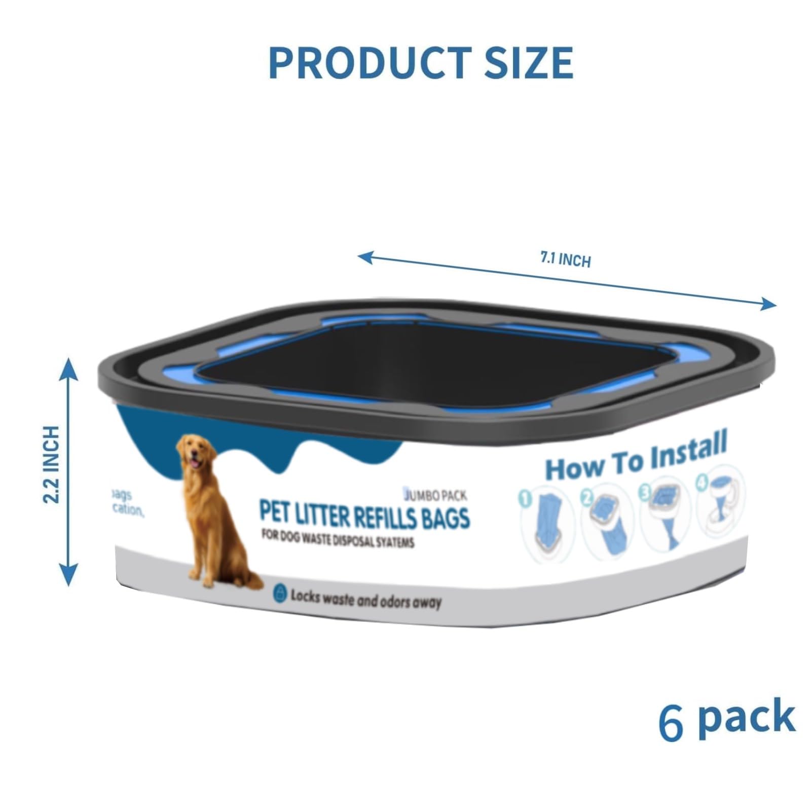 KPPTYTY six-pack jumbo 42ft refill for long-lasting waste bags.