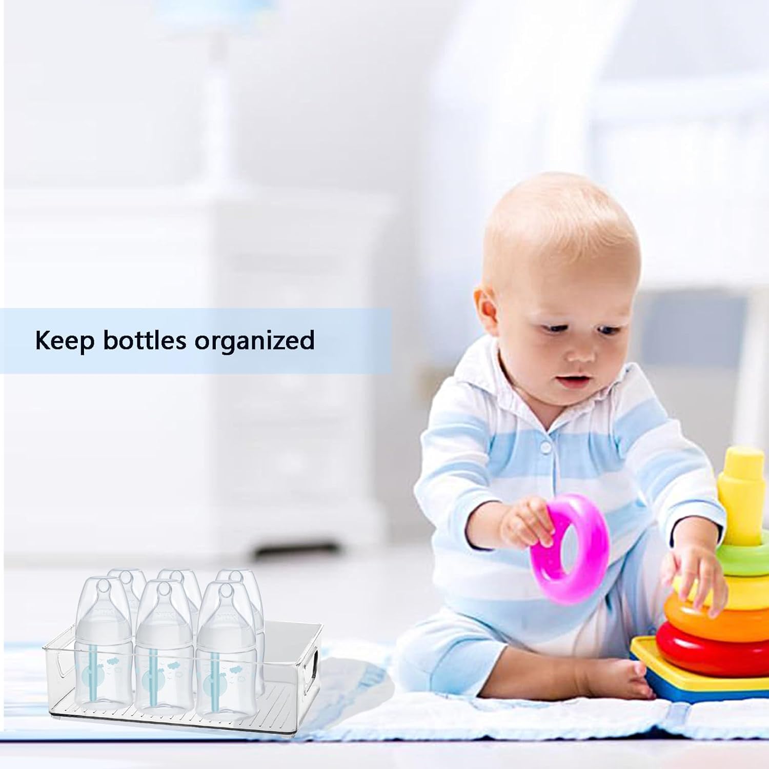 KPPTYTY Durable plastic organizer highlights BPA-free, shatter resistant material.