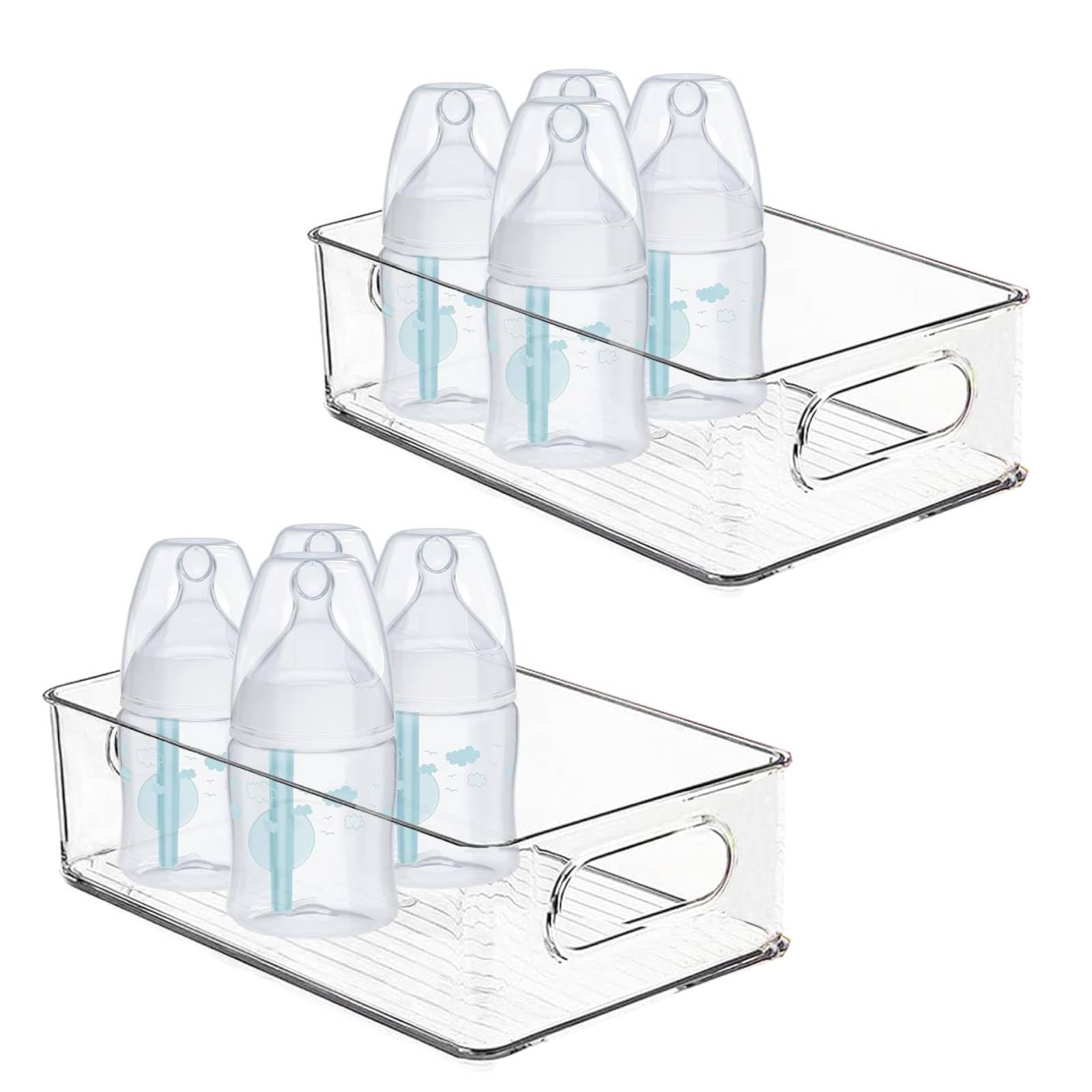 KPPTYTY Baby Bottle Organizer top view stores bottles and jars neatly.
