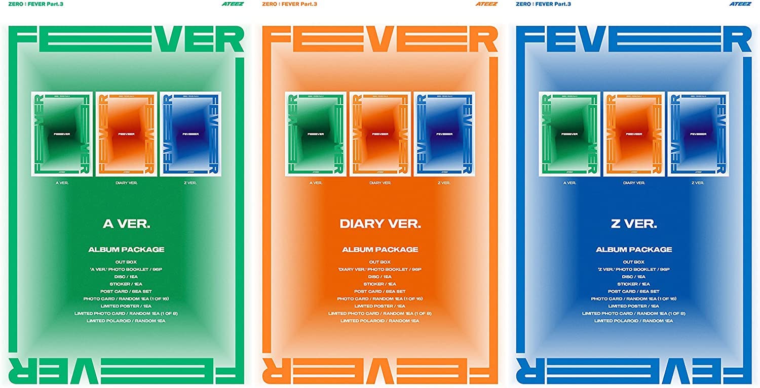 KQ Ent. ATEEZ ZERO: FEVER Part.3 photocards set showcases collectible images for fans.